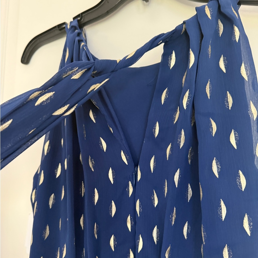 Navy and Gold maxi dress - Sz 10p - Picture 9 of 11